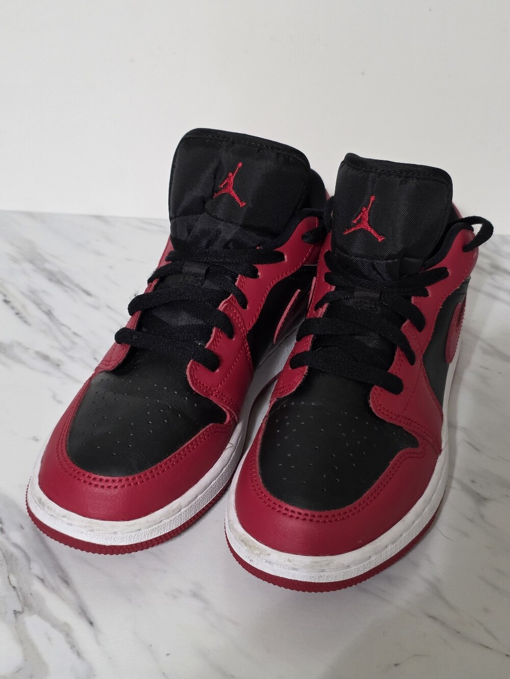 Jordan Black and Red Low-Top Sneakers